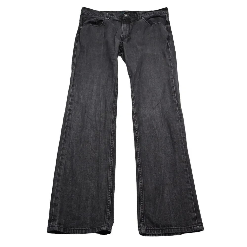 Perry Ellis Jeans Mens 34 Black Straight Mid Rise Cotton Pocket Zip Denim Pants